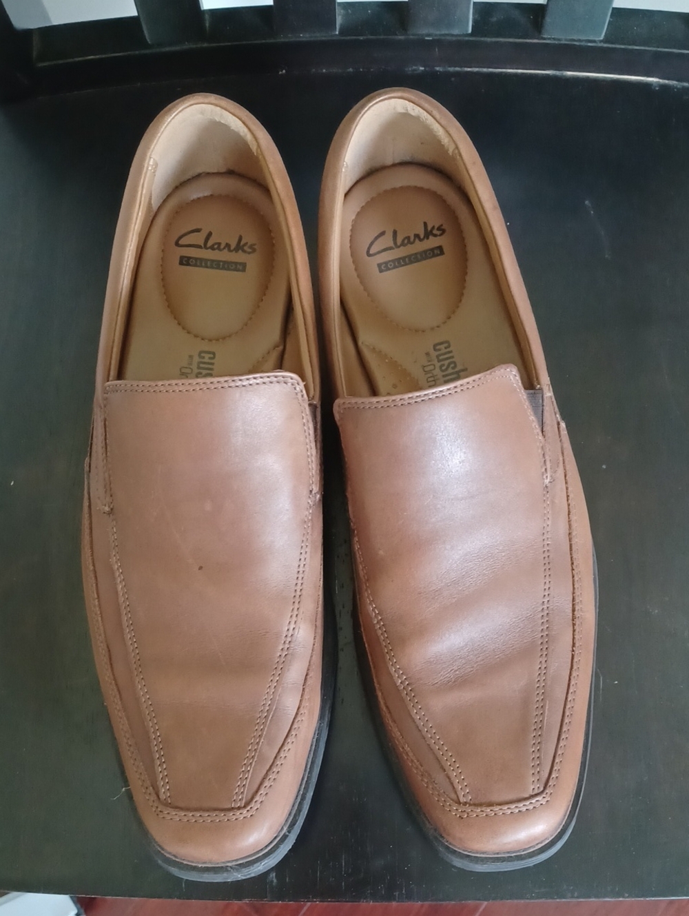 Clarks Men's Tan Leather Slip-On Loafers